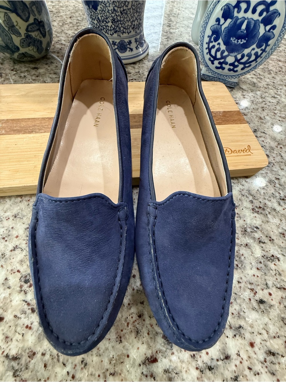 Cole Haan Navy Suede Slip-On Loafers